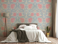 Traditional floral pattern on Pimpernel William Morris wallpaper

