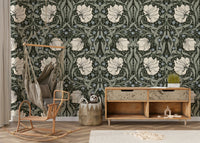 Pimpernel by William Morris wallpaper in a room setting

