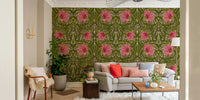 Classic William Morris Pimpernel floral wallpaper design.

