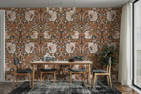 Beautifully detailed floral design of William Morris Pimpernel wallpaper.


