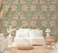 Pimpernel pattern wallpaper in rich, classic colors.

