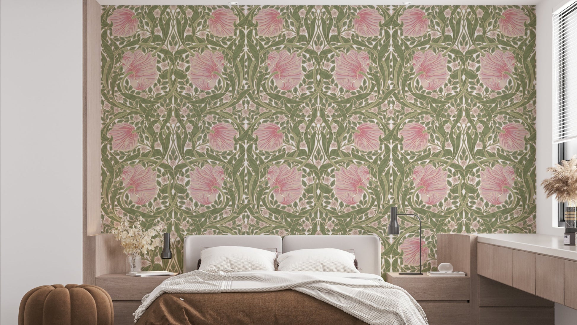 Traditional Pimpernel wallpaper in earthy tones.

