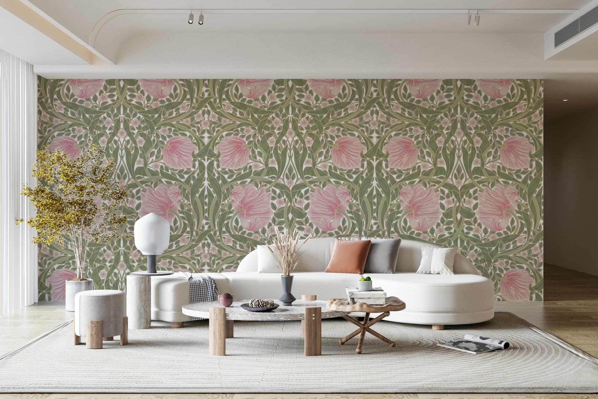 Classic floral Pimpernel wallpaper by William Morris.


