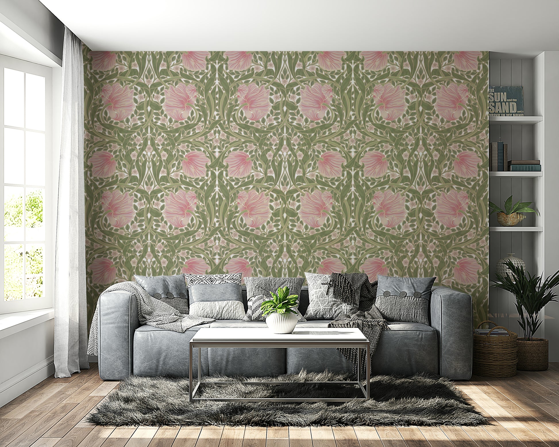 Beautiful Pimpernel by William Morris floral wallpaper.


