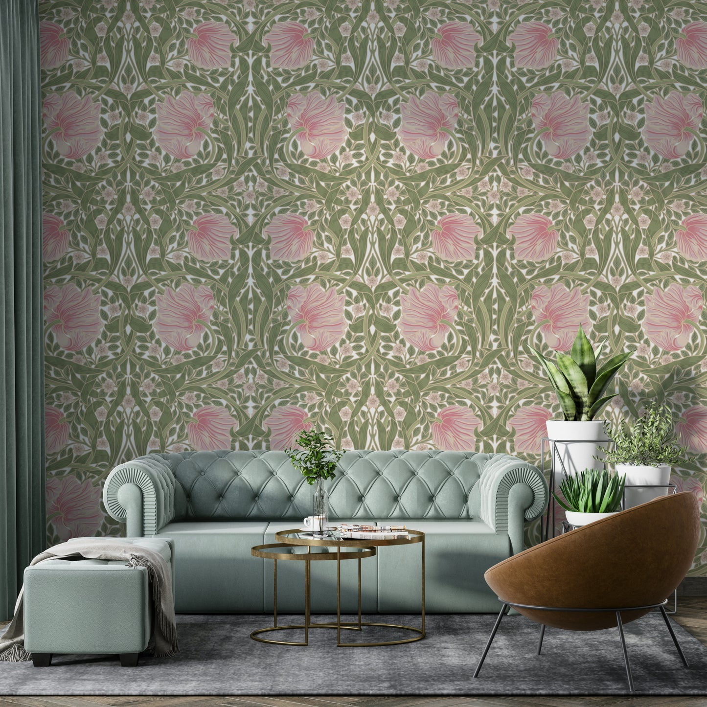 Pimpernel wallpaper by William Morris, intricate pattern.

