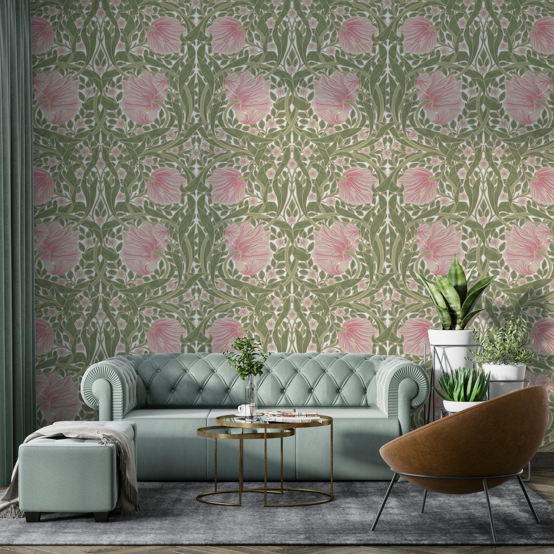 Pimpernel wallpaper by William Morris, intricate pattern.

