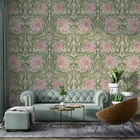 Pimpernel wallpaper by William Morris, intricate pattern.

