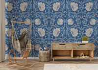 Elegant Pimpernel wallpaper by William Morris.

