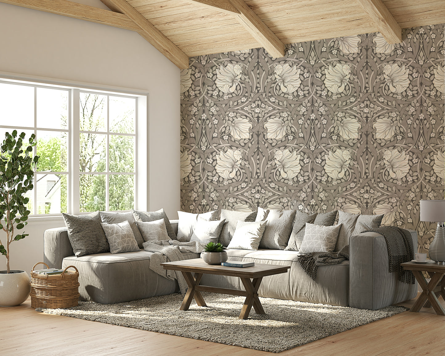 Pimpernel wallpaper featuring intricate vintage flowers

