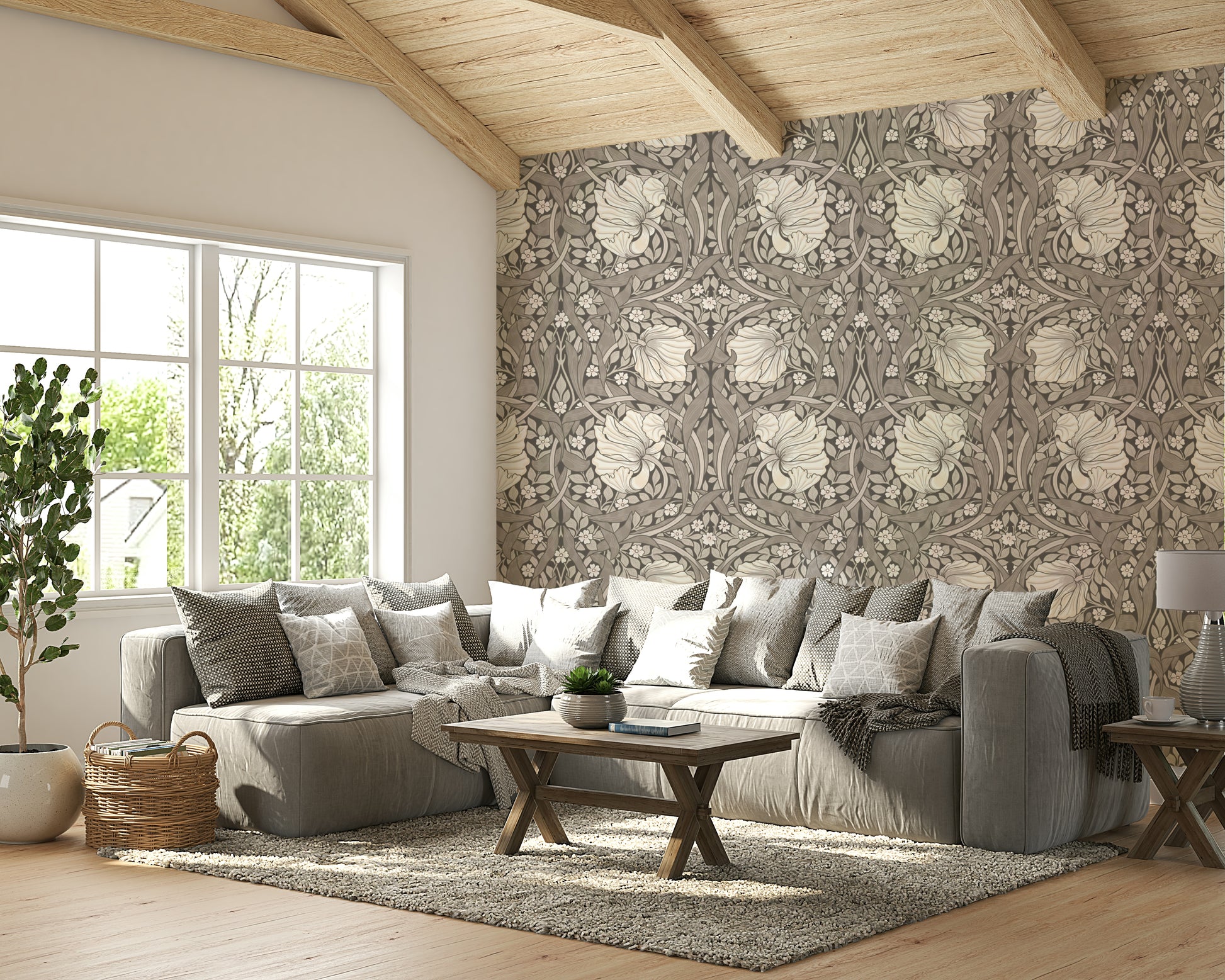 Pimpernel wallpaper featuring intricate vintage flowers

