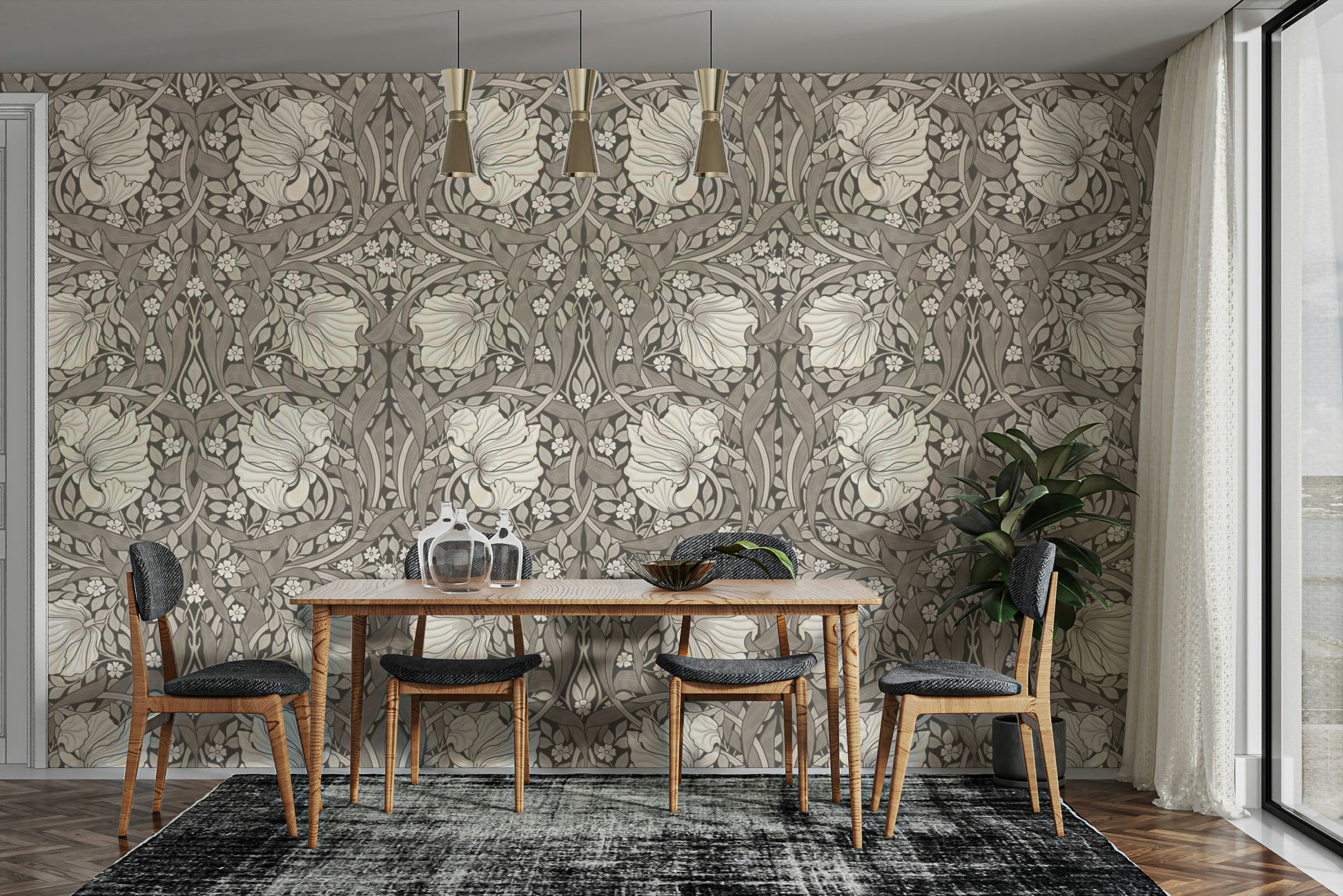 Timeless floral pattern wallpaper, Pimpernel by William Morris

