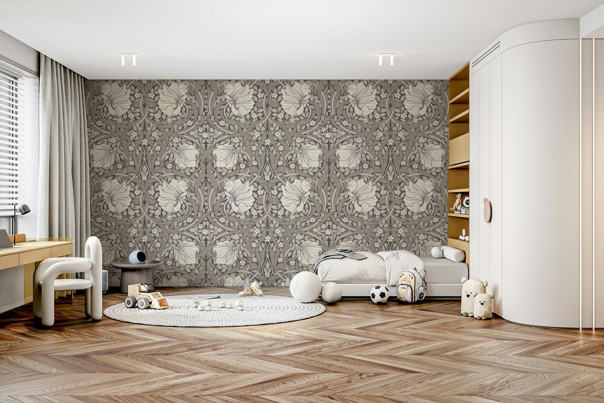 Beautifully crafted Pimpernel floral wallpaper by William Morris

