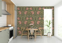 William Morris Pimpernel wallpaper in rich earthy tones