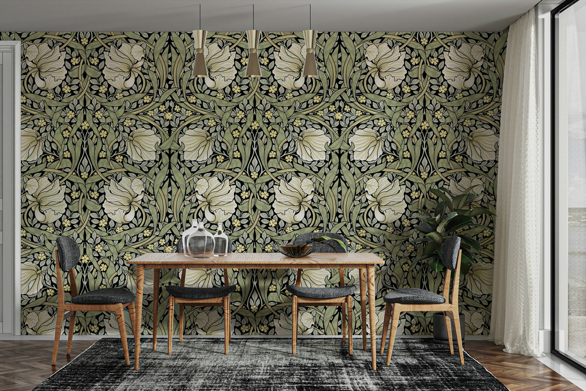 Vintage floral wallpaper design: Pimpernel by William Morris 28.

