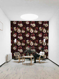 Stunning vintage wallpaper with dark floral roses design.

