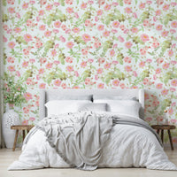 Blushing roses wallpaper design for a romantic space.

