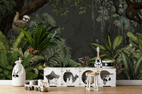 Dark tropical jungle mural perfect for modern spaces

