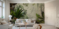 Tropical jungle mural showcasing rich, verdant greenery

