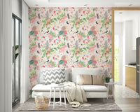 Vintage rose garden wallpaper with soft pastel flowers.

