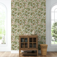 Timeless rose garden wallpaper for sophisticated interiors.

