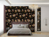 Vintage rose wallpaper with intricate floral details

