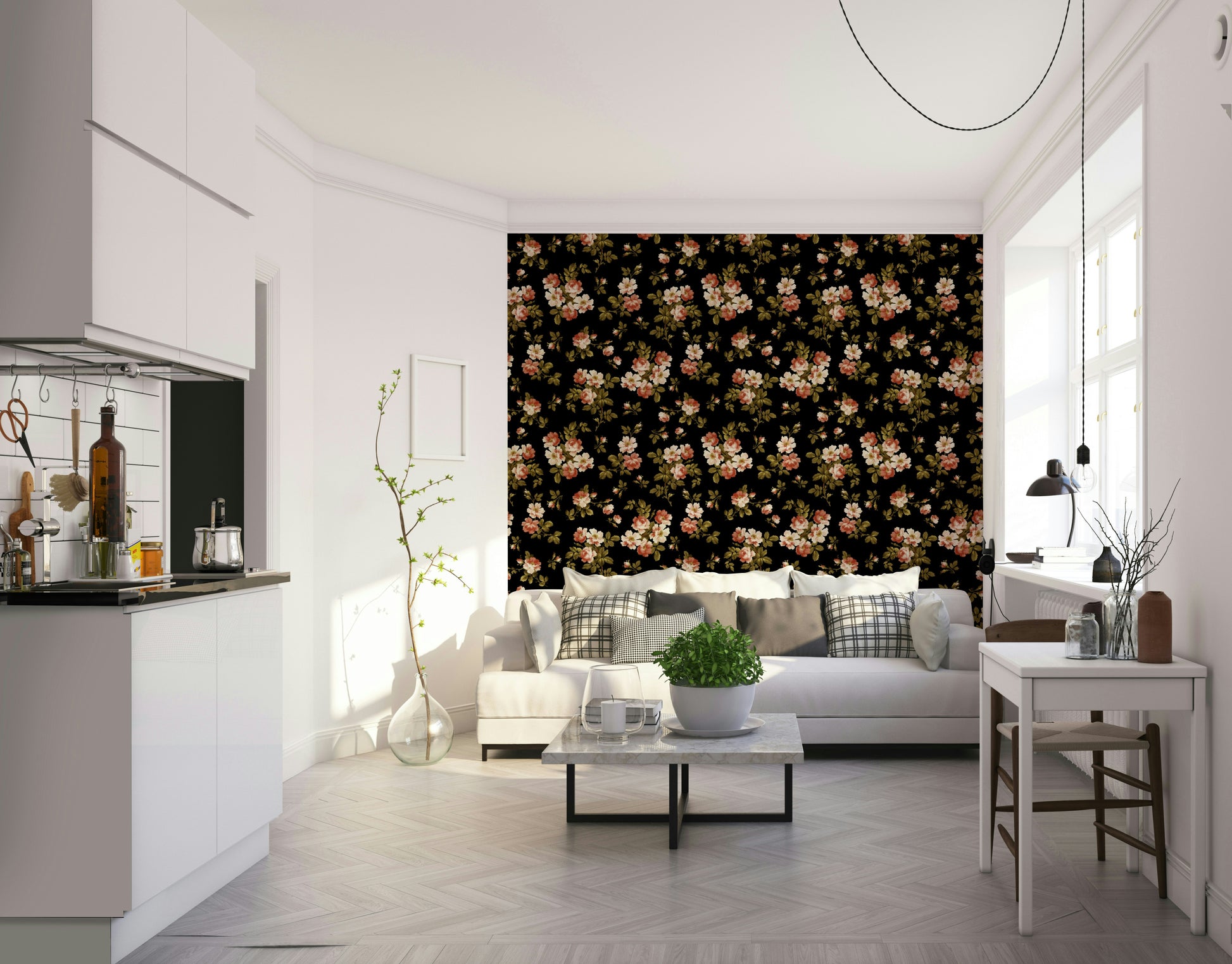 Elegant vintage roses wallpaper for a romantic ambiance


