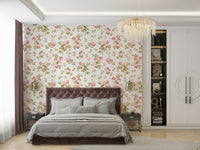 Beautiful rose wallpaper in soft pink and white shades.

