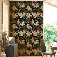 Elegant botanical wallpaper for a cozy night garden look