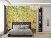 Soft floral wallpaper with a golden hour-inspired rose design.

