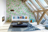 Romantic pink rose watercolor wallpaper for cozy rooms.

