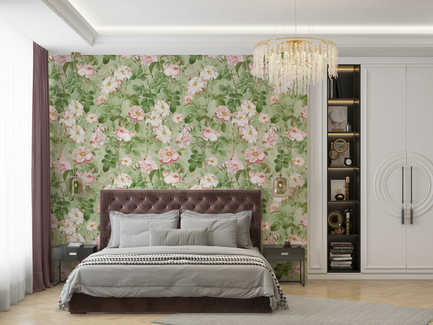 Romantic vintage rose wallpaper for a cozy room vibe.

