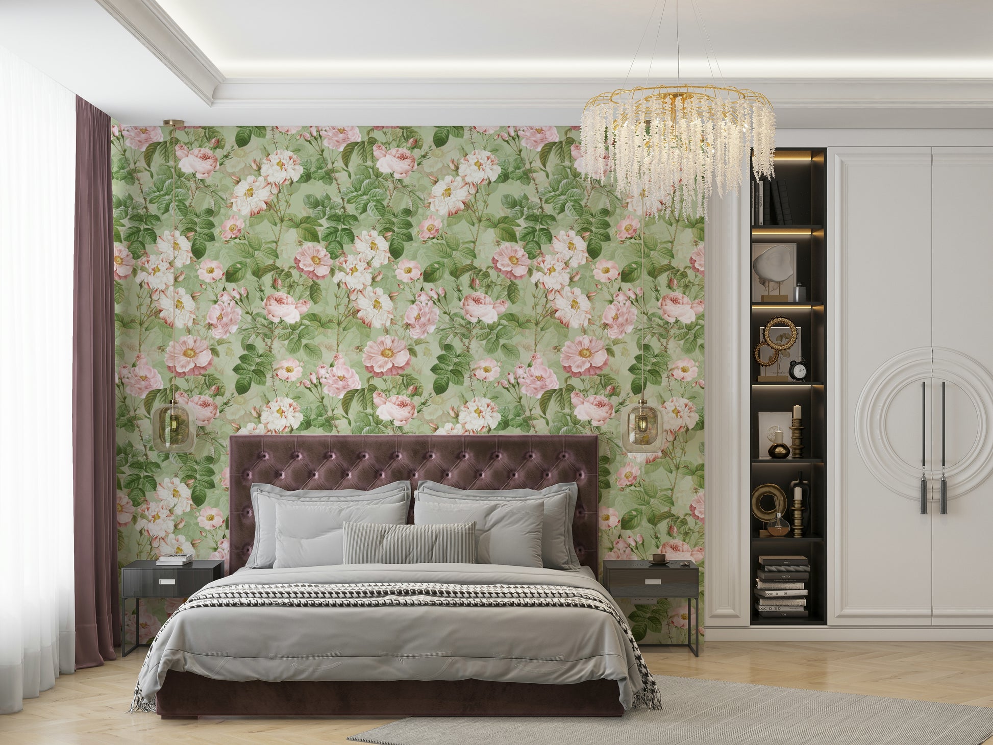 Romantic vintage rose wallpaper for a cozy room vibe.


