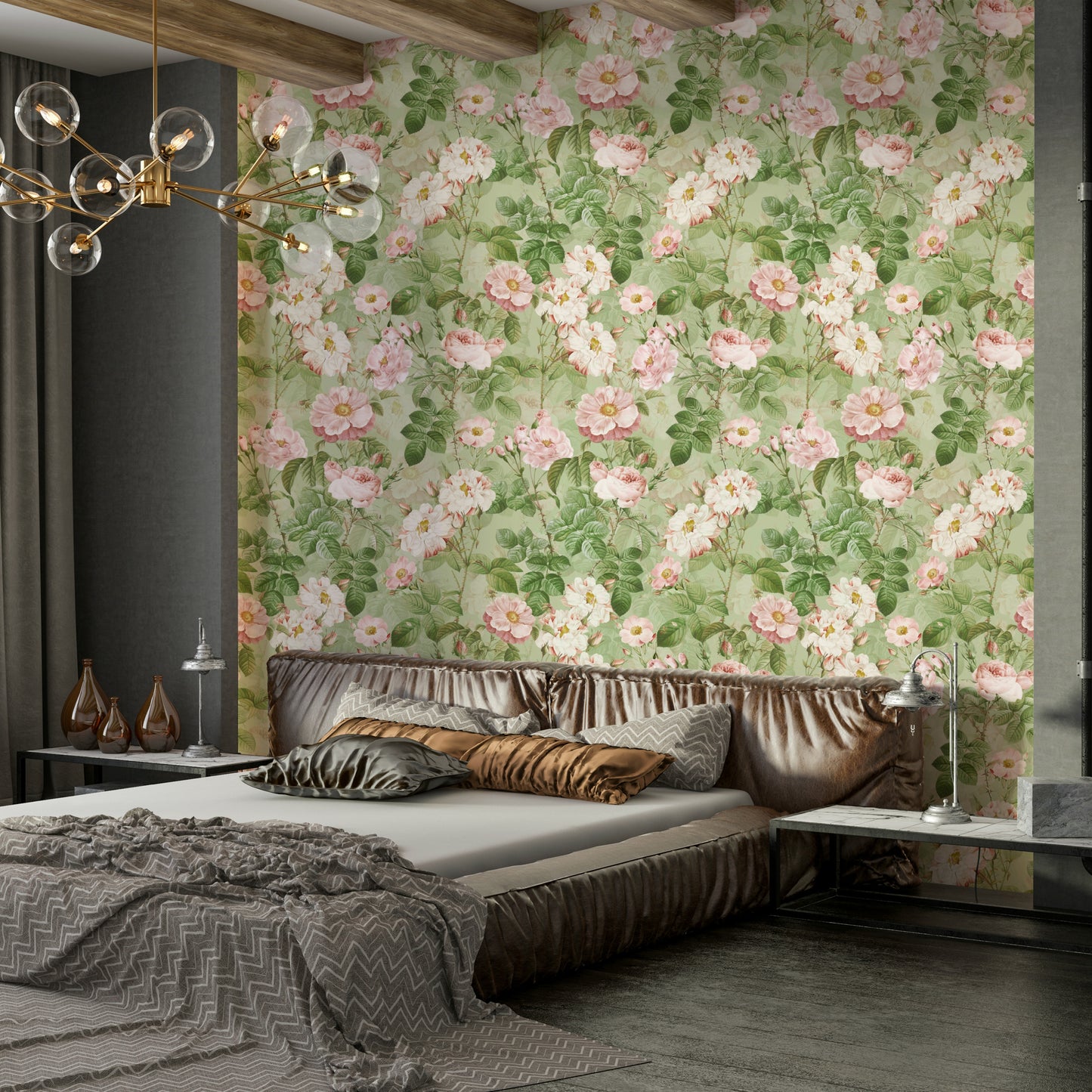 Delicate vintage roses wallpaper for vintage-inspired decor.

