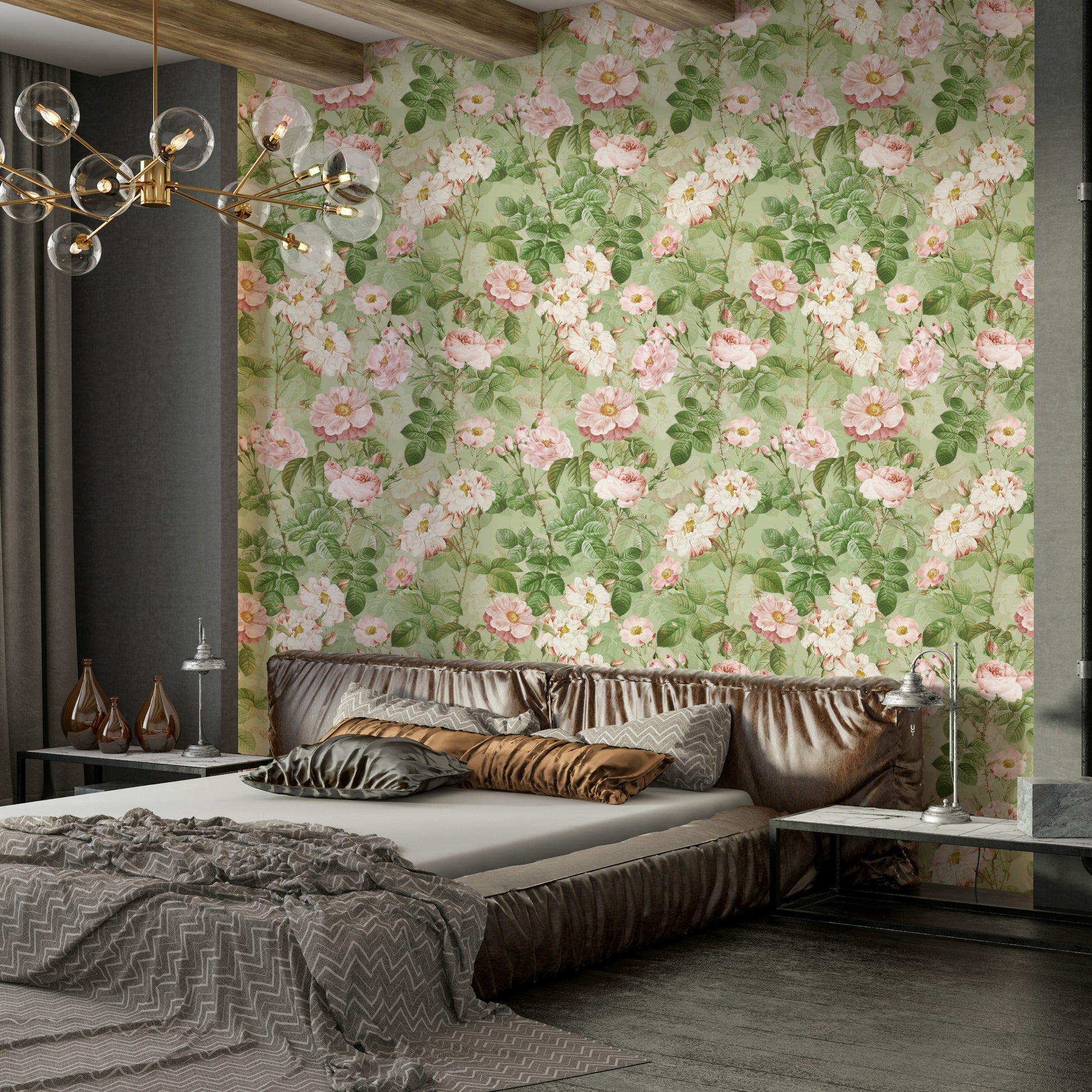 Delicate vintage roses wallpaper for vintage-inspired decor.

