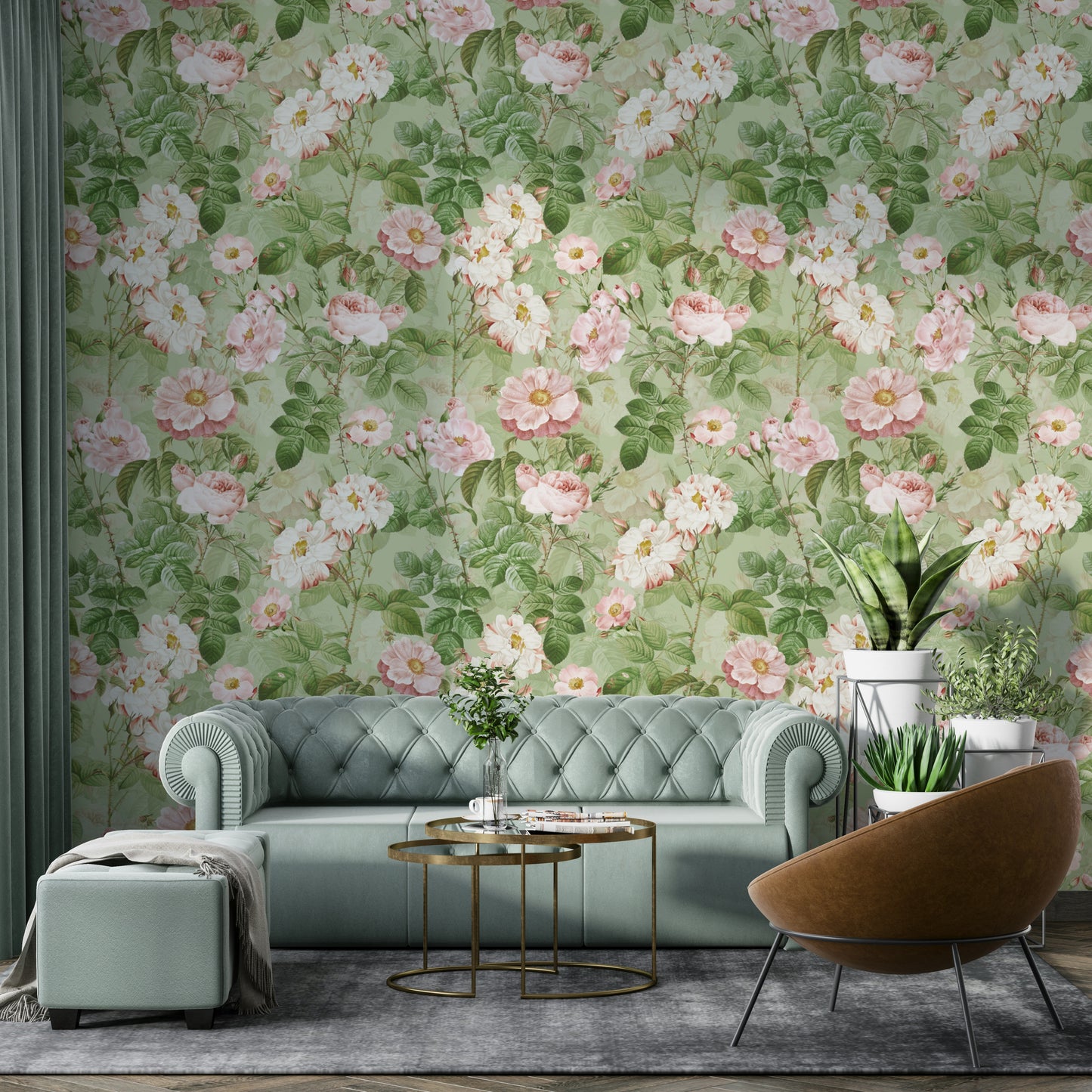Subtle vintage rose wallpaper perfect for classic spaces.

