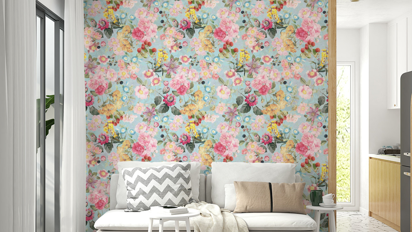 Romantic Garden Rhapsody wallpaper with floral design


