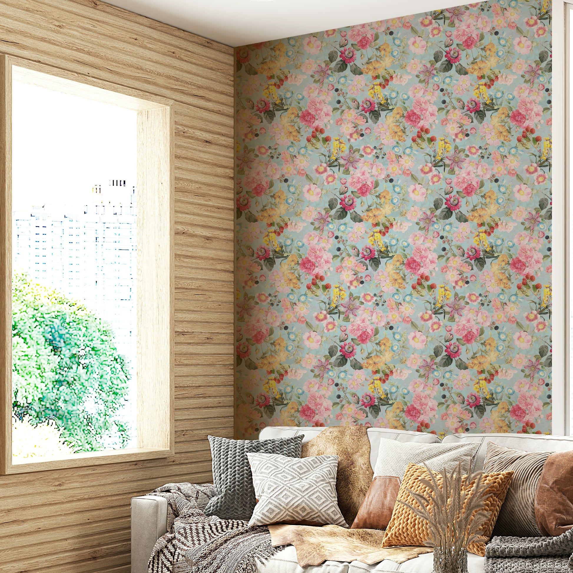 Romantic floral wallpaper for cozy living spaces


