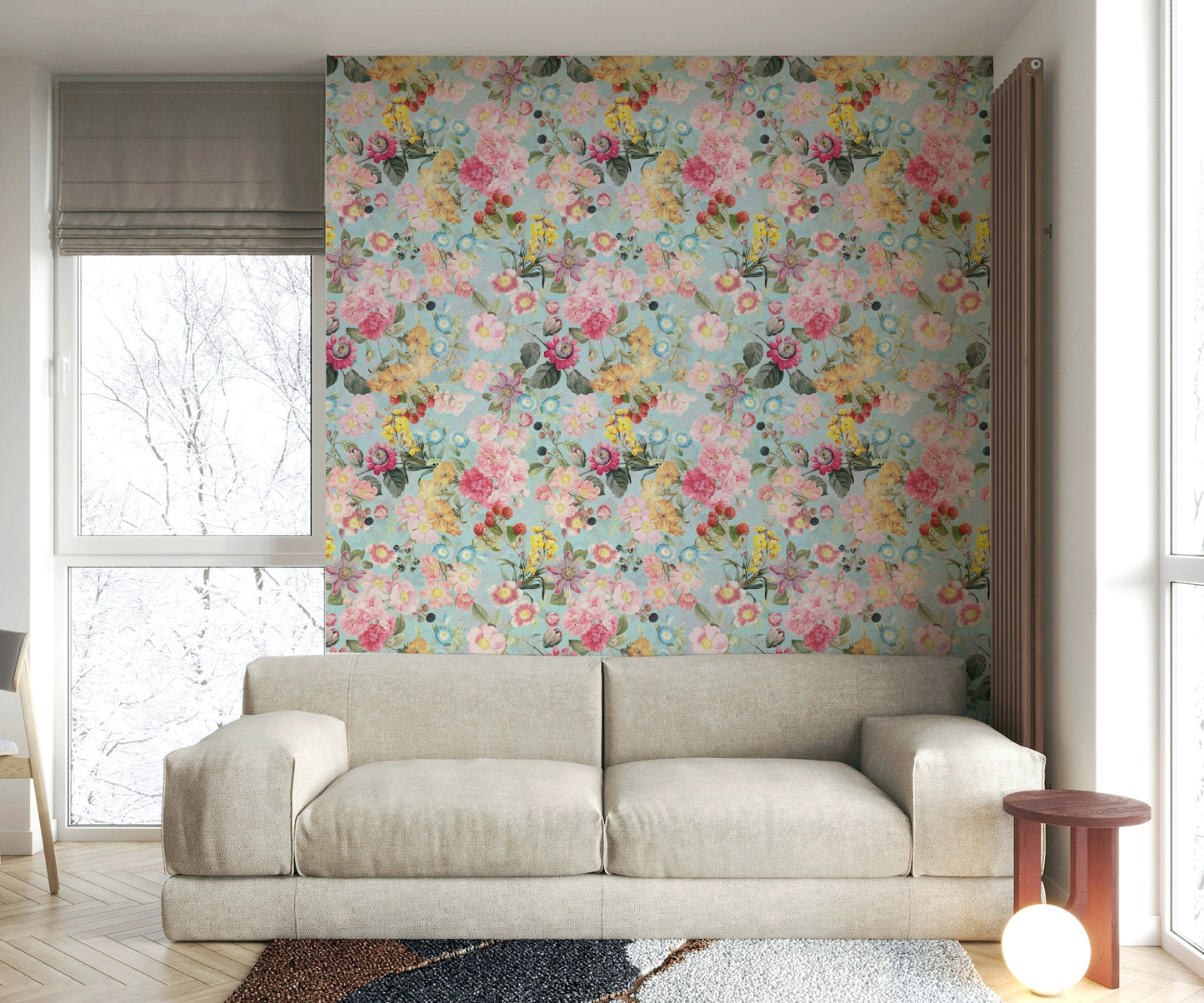 Wallpaper featuring delicate roses and garden motifs

