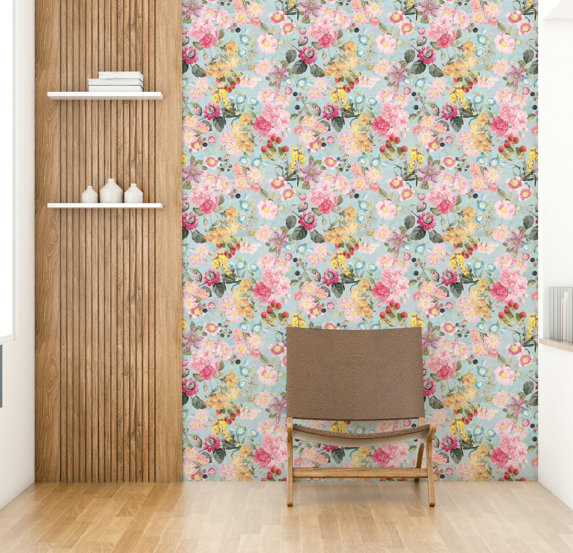 Vintage-style romantic garden wallpaper for walls

