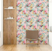 Vintage-style romantic garden wallpaper for walls

