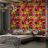 Classic floral rose wallpaper with a vibrant twist.

