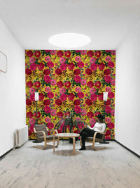 Elegant vintage rose wallpaper adding color to spaces.

