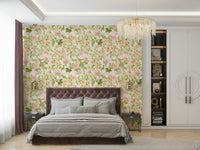 Classic English Rose Garden wallpaper for home decor.

