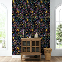 Floral enchanted garden wallpaper for elegant spaces