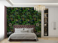 Elegant peacock design in dark blue for walls.


