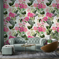 Exquisite botanical rhapsody wallpaper with tropical motifs.