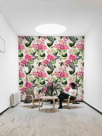 Leafy botanical rhapsody wallpaper for bedroom walls.