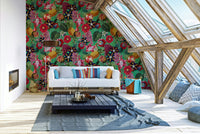 Vibrant tropical wallpaper for living room decor

