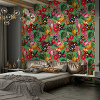 Tropical Eden wallpaper with lush green palm leaves


