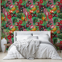 Tropical Eden wallpaper in a modern tropical bedroom

